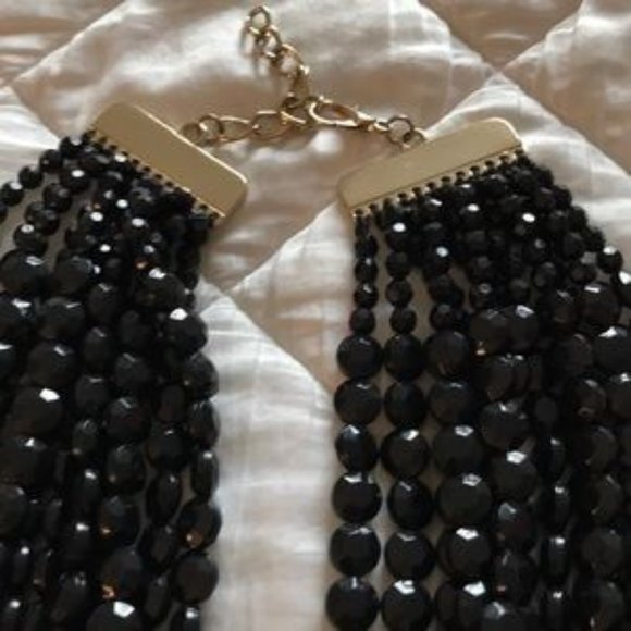 Beautiful black 12 strand beaded necklace - Picture 2 of 4